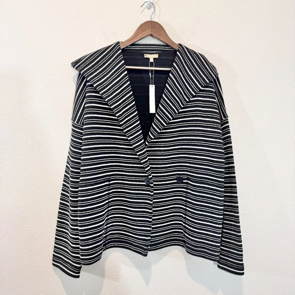 Lilla P Striped Knit Blazer L NWT Nautical Breton Jacket - Picture 2 of 12